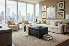 Landon "Ready To Ship" 58 Inch Leather Storage Bench / Ottoman (Photo For Style Only)