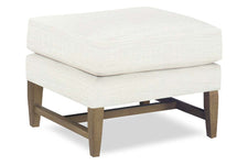 Larissa Fabric Footstool Ottoman With Exposed Wood Base