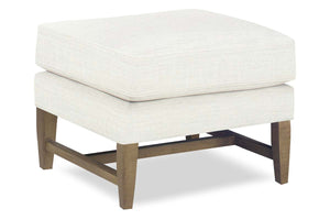 Larissa Fabric Footstool Ottoman With Exposed Wood Base