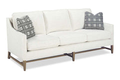 Larissa 83 Inch 8-Way Hand Tied Three Seat Fabric Sofa With Exposed Wood Base