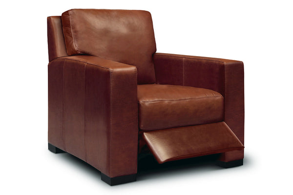 Lawrence Modern Track Arm Leather Club Chair Recliner