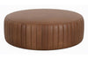 Image of Lawson 36", 40", 44", Or 48" Inch Round Leather Ribbed Ottoman (4 Sizes Available)