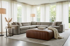 Lawson 36", 40", 44", Or 48" Inch Square Leather Quilted Ottoman (4 Sizes Available)