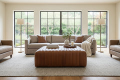Lawson 36", 40", 44", Or 48" Inch Square Leather Quilted Ottoman (4 Sizes Available)