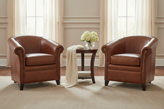 Gardner Leather Tub Style Accent Chair With Nail Trim
