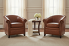 Image of Gardner Leather Tub Style Accent Chair With Nail Trim