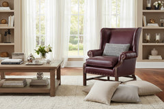 Humphrey Chippendale Leather Chair With Decorative Wood Base