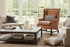 Humphrey Chippendale Leather Chair With Decorative Wood Base