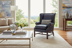 Humphrey Chippendale Leather Chair With Decorative Wood Base