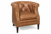 Louis Button Tufted Leather Chesterfield Tub Chair With Nail Trim