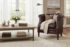 Louis Button Tufted Leather Chesterfield Tub Chair With Nail Trim