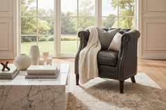 Louis Button Tufted Leather Chesterfield Tub Chair With Nail Trim
