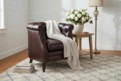 Louis Button Tufted Leather Chesterfield Tub Chair With Nail Trim