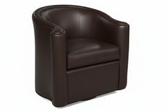 Roman Leather Tub Swivel Barrel Chair