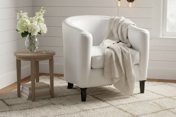 Romana Contemporary Leather Tub Accent Chair