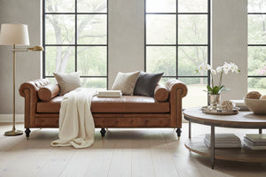 Frazier 94 Inch Chesterfield Leather Day Bed With Bench Seat
