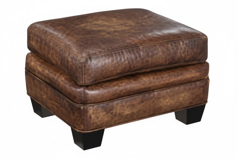 Jonathan Leather Footstool Ottoman Footstool With Saddle Stitching