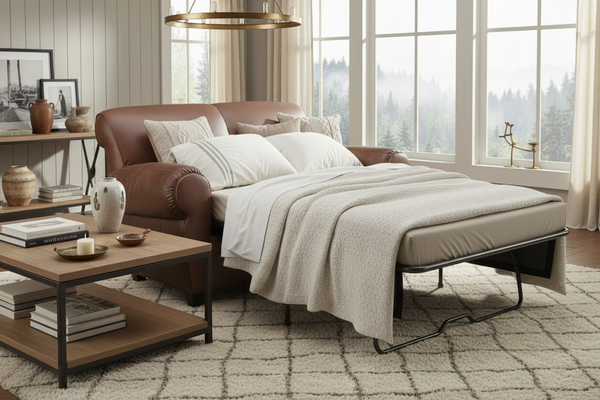 Parker Two Seat Leather Loveseat Twin Sleeper