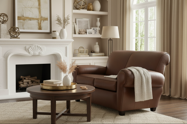 Parker Two Seat Leather Loveseat Twin Sleeper