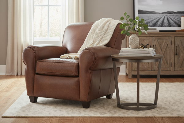 Parker Leather Club Style Living Room Furniture Collection