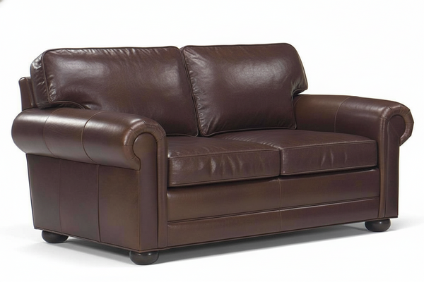 Sheffield Grand Scale 2 Seat Leather Loveseat With Deep Seats