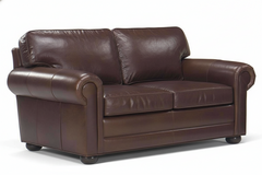Sheffield Grand Scale 2 Seat Leather Loveseat With Deep Seats