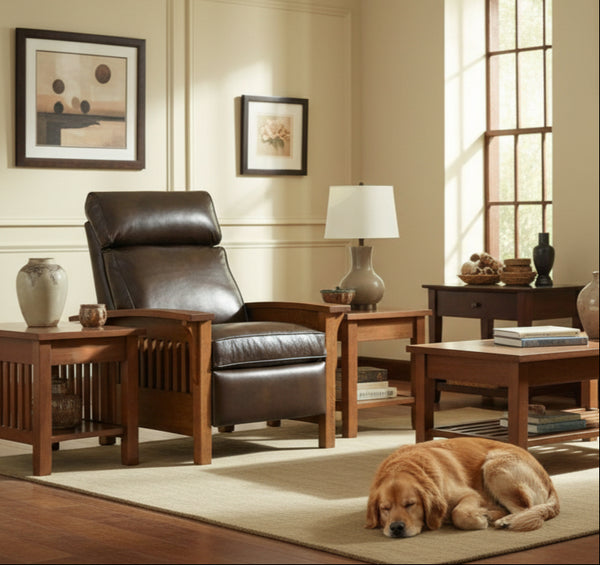 Aldrich "Quick Ship" Arts And Crafts Style Mission Leather Recliner Chair