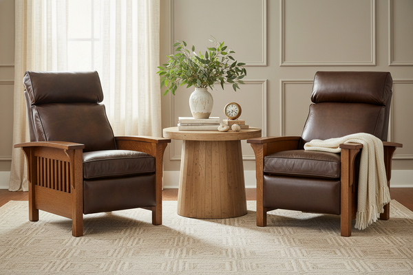 Aldrich Arts And Crafts Style Mission Leather Recliner Chair