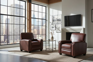 Burton Square Leather Tight Back Recliner