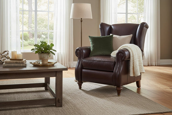 Chamberlain Leather Wingback Recliner Chair
