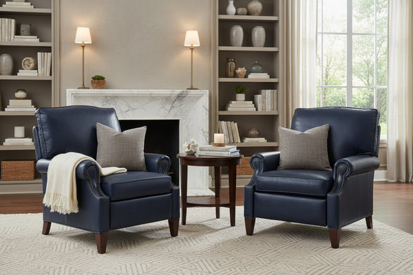 Julius Small Scale Leather Pillow Back Recliner