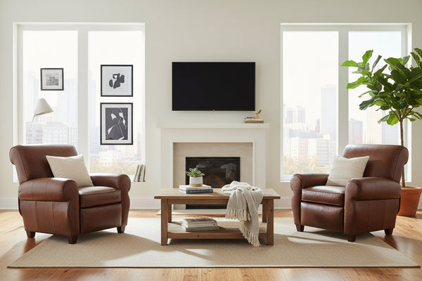 Parker Leather Club Style Living Room Furniture Collection