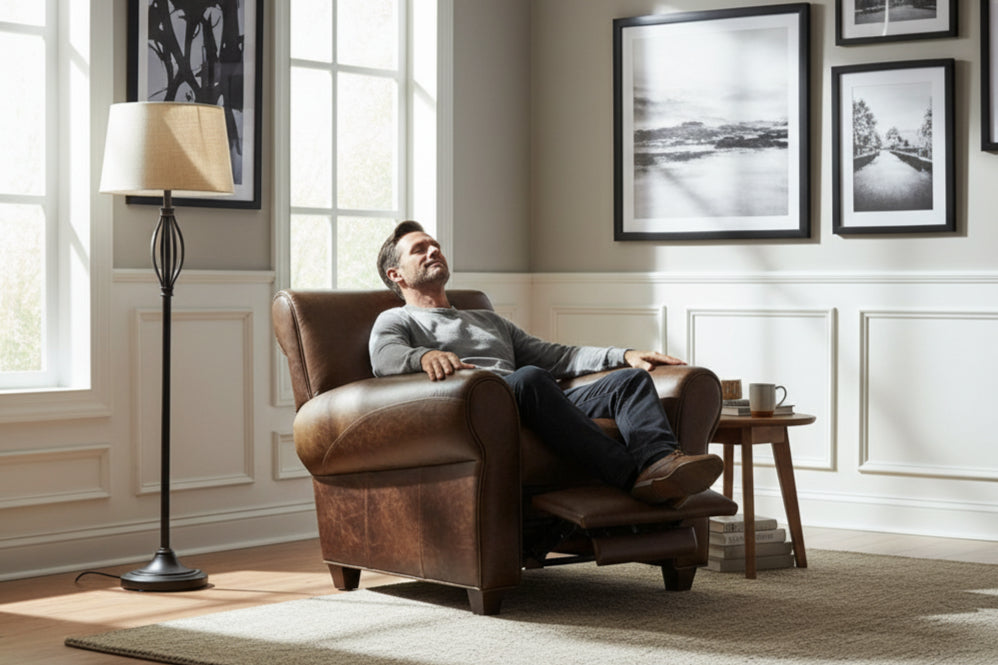 Tribeca Distressed Rustic & Vintage Leather Recliner | Made in USA