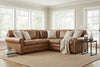 Image of Sheffield Three Piece Deep Seated Leather Sectional Sofa (As Configured)