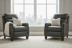 Leland Grey Dual Power "Quick Ship" Leather Transitional Recliner