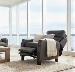 Leland Grey Dual Power "Quick Ship" Leather Transitional Recliner