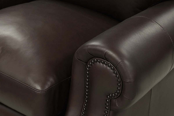 Lex Traditional Leather Rolled Arm Club Chair Recliner