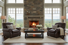 Lex Traditional Leather Rolled Arm Club Chair Recliner