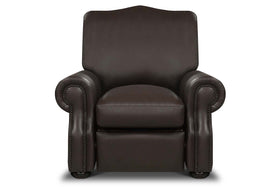 Lex Traditional Leather Rolled Arm Club Chair Recliner