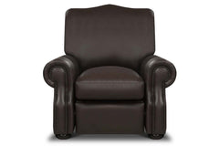 Lex Traditional Leather Rolled Arm Club Chair Recliner