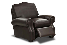 Lex Traditional Leather Rolled Arm Club Chair Recliner