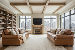 Lex 94 Inch Traditional Leather Roll Arm Sofa With Nailheads