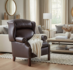 Liam Chocolate "Quick Ship" Traditional Chippendale Wingback Recliner