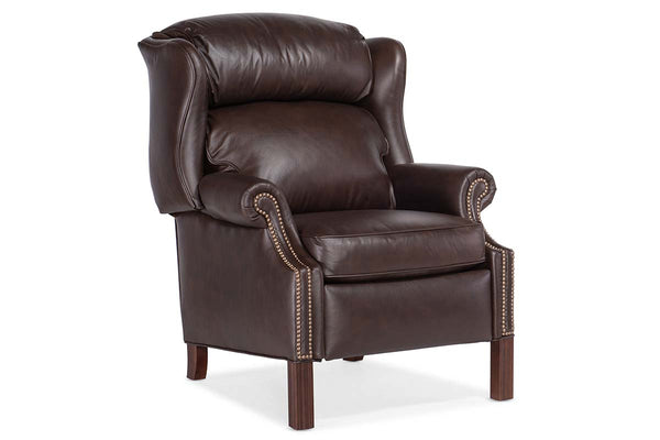 Liam Chocolate "Quick Ship" Traditional Chippendale Wingback Recliner