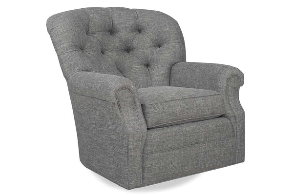 Lindsey 8-Way Hand Tied Fabric Tufted Back 360 Swivel Accent Chair