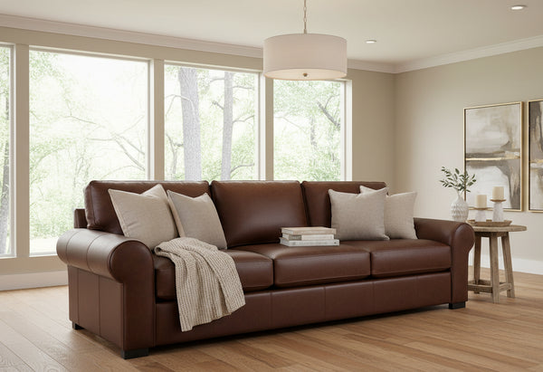Lloyd 111 Inch Transitional Leather Pillowback Sofa