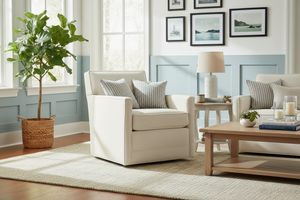 Lola Contemporary 8-Way Hand Tied Fabric 360 Swivel Tight Back Accent Chair