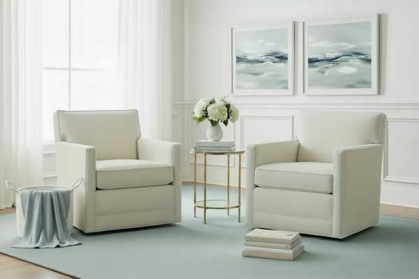 Lola Contemporary 8-Way Hand Tied Fabric 360 Swivel Tight Back Accent Chair