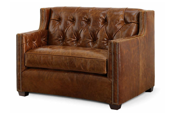London Leather Tufted Chair And 1/2
