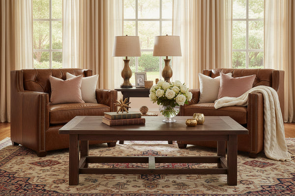 London Leather Tufted Chair And 1/2